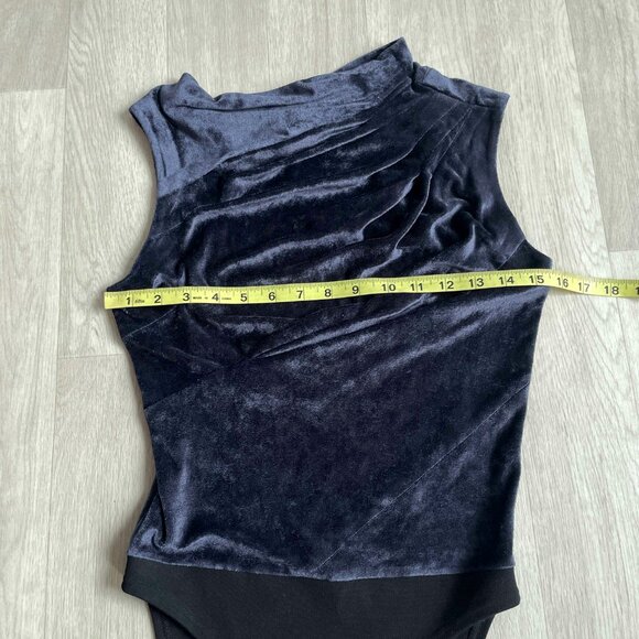 RtA Julie Ruched Velvet Bodysuit Navy Size Small NEW NWT - Picture 7 of 9